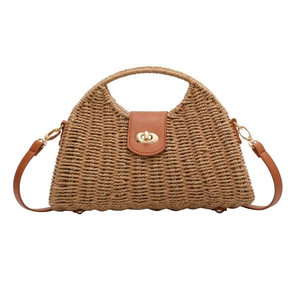 Straw Crossbody Bag Handwoven Rattan Tote Bags Straw Top Handle :^) - Picture 1 of 7